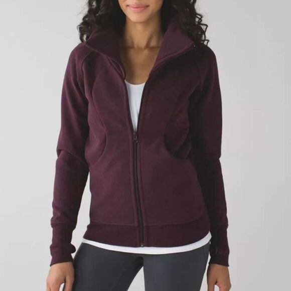 Lululemon cozy cuddle up heathered Bordeaux  purple full zip cross neck rare jac - Picture 1 of 10